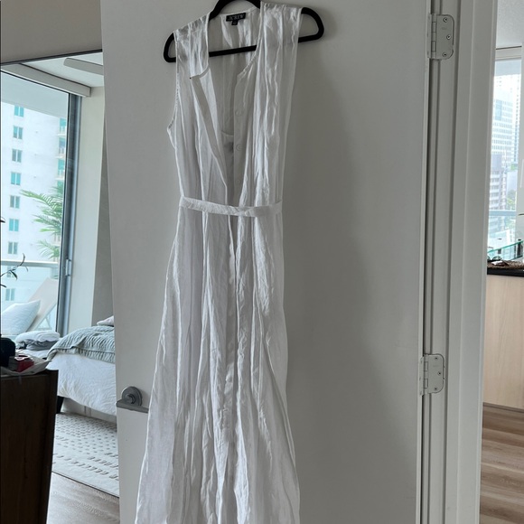 J. Crew White Seamed Linen Midi Dress with Removable Belt Size L - Picture 11 of 12
